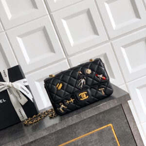 Mini Lambskin Chain Shoulder Bag with Decorative Charms