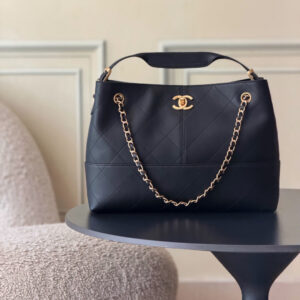 Calfskin Handbag with Diamond Quilting and Contrasting Panels