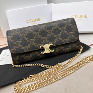 Celine Triomphe Leather Long Wallet