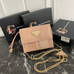 Prada Oil-Waxed Leather Card Holder with Triangular Logo