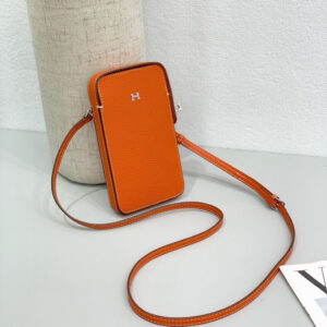 Hermès Hac a Box Tadelakt Calfskin Phone Case with Shoulder Strap