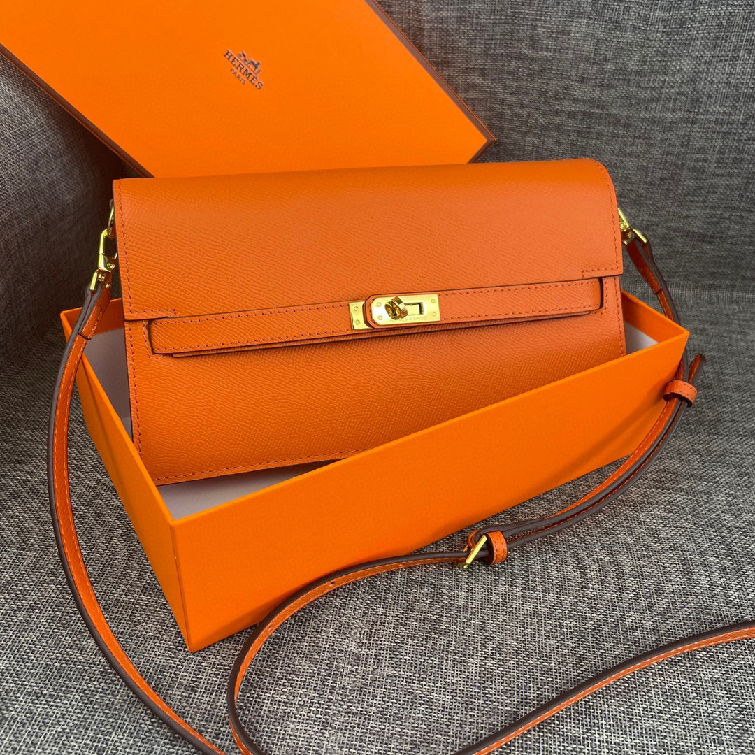 Hermes Kelly Palm-Grain Leather Shoulder Crossbody Bag