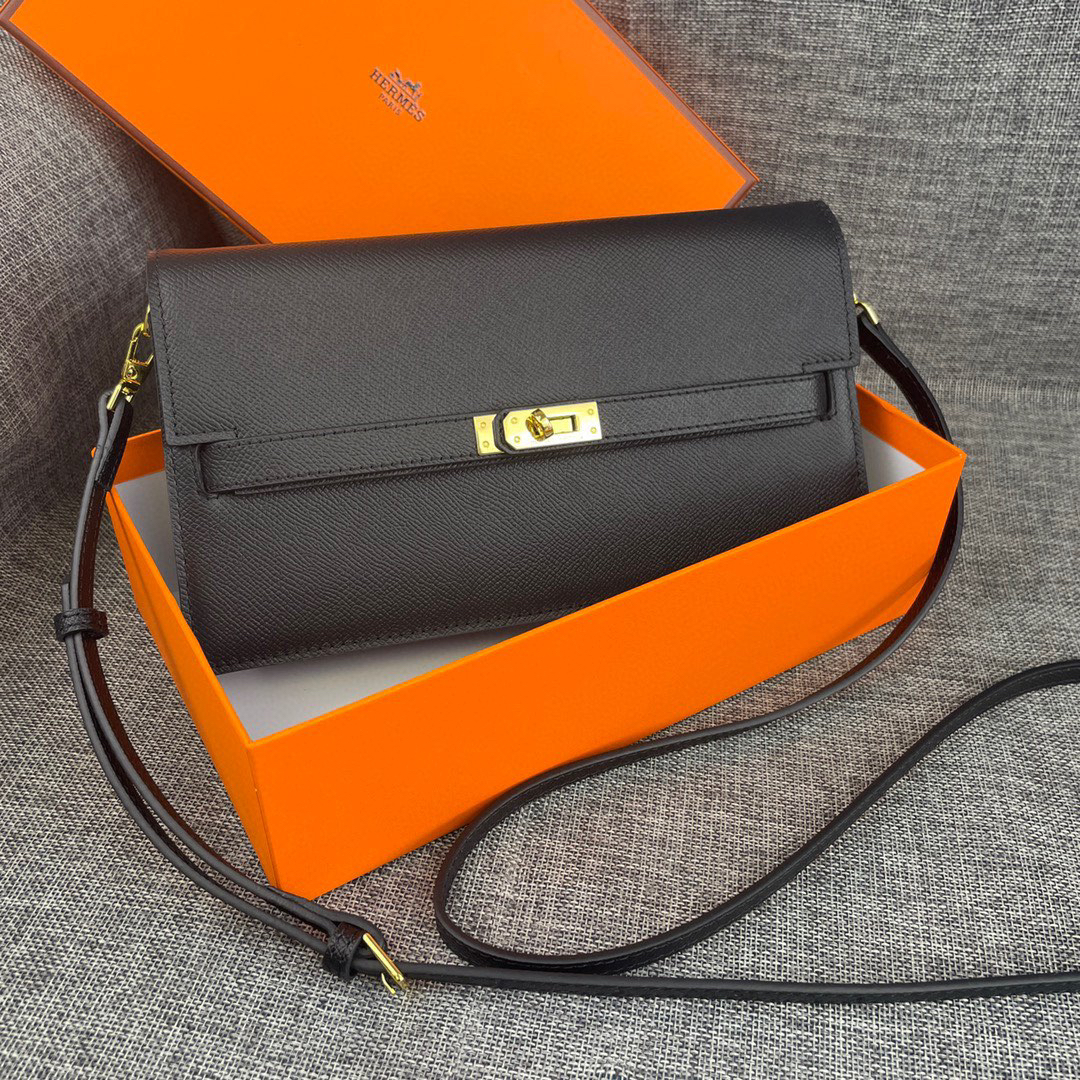 Hermès Kelly-Style Palm-Grain Leather Shoulder Crossbody Bag