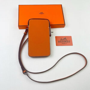 Hermès Tadelakt Calfskin Phone Case with Adjustable Shoulder Strap
