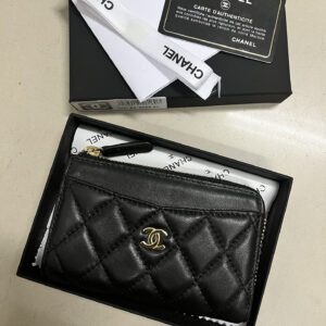 Chanel Lambskin Wallet A9685 with Gold-Tone Clasp