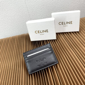 Celine Triomphe Embossed Leather Card Holder