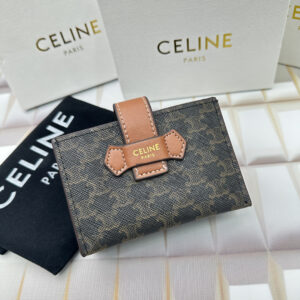 CELINE Accordéon Grained Calfskin Card Holder