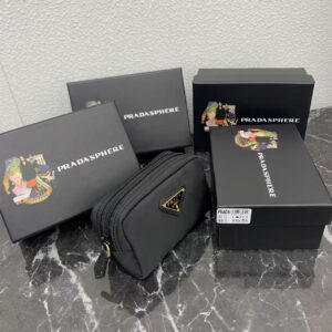 Prada Nylon Cosmetic Pouch with Triangle Logo