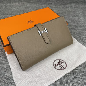 Hermes Empson Palm-Grain Leather Zip Wallet