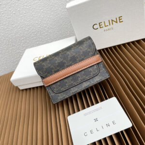 Celine Logo Print Lambskin Card Holder