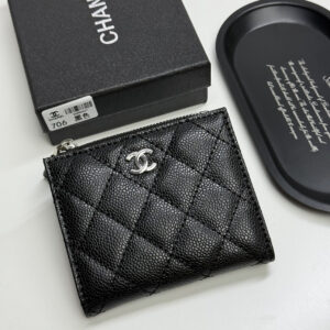Chanel 707 Black Leather Card Holder