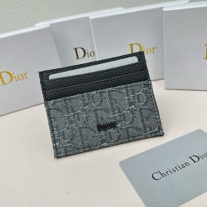Dior D44 Gray Leather Card Holder