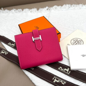 Hermes Constance Leather Card Holder with Silver Hardware