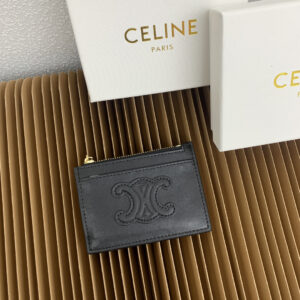 Celine Triomphe Leather Zip Card Holder