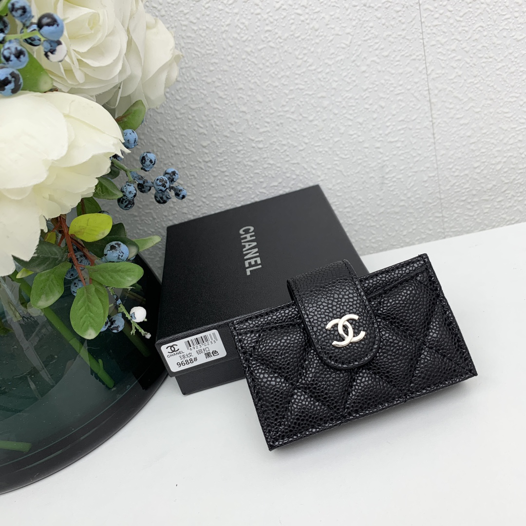 CHANEL AP1081 Grained Goatskin Short Trifold Wallet
