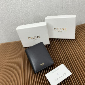 CELINE Triomphe Compact Leather Wallet