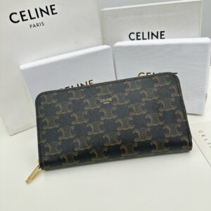 Celine Triomphe Cuir Large Zip Wallet