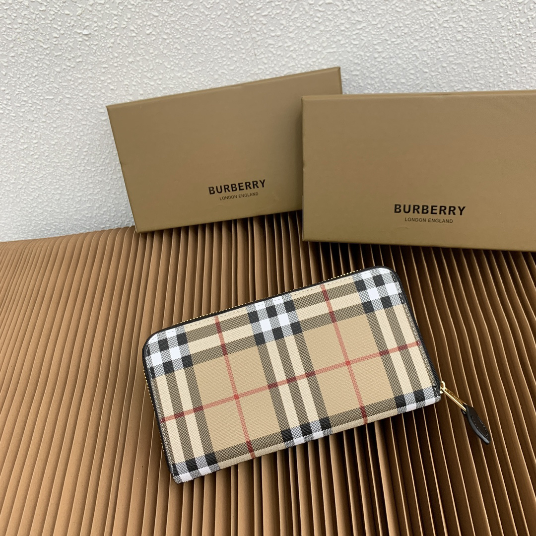 Burberry Checkered Full-Zip Wallet
