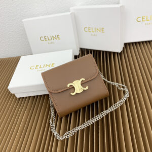 CELINE Small Shiny Lambskin Flap Wallet