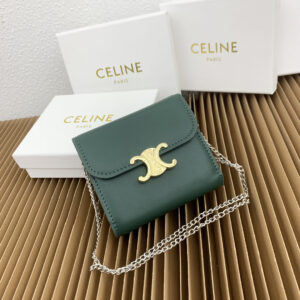CELINE Small Glossy Lambskin Leather Flap Wallet