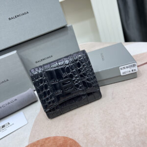 Balenciaga Embossed Leather Mini Wallet, Black
