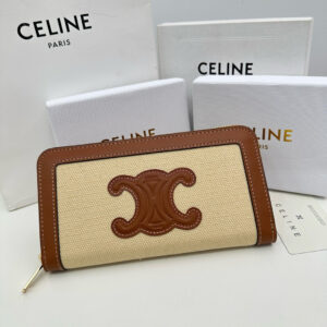 Celine Triomphe Cuir Large-Zip Wallet
