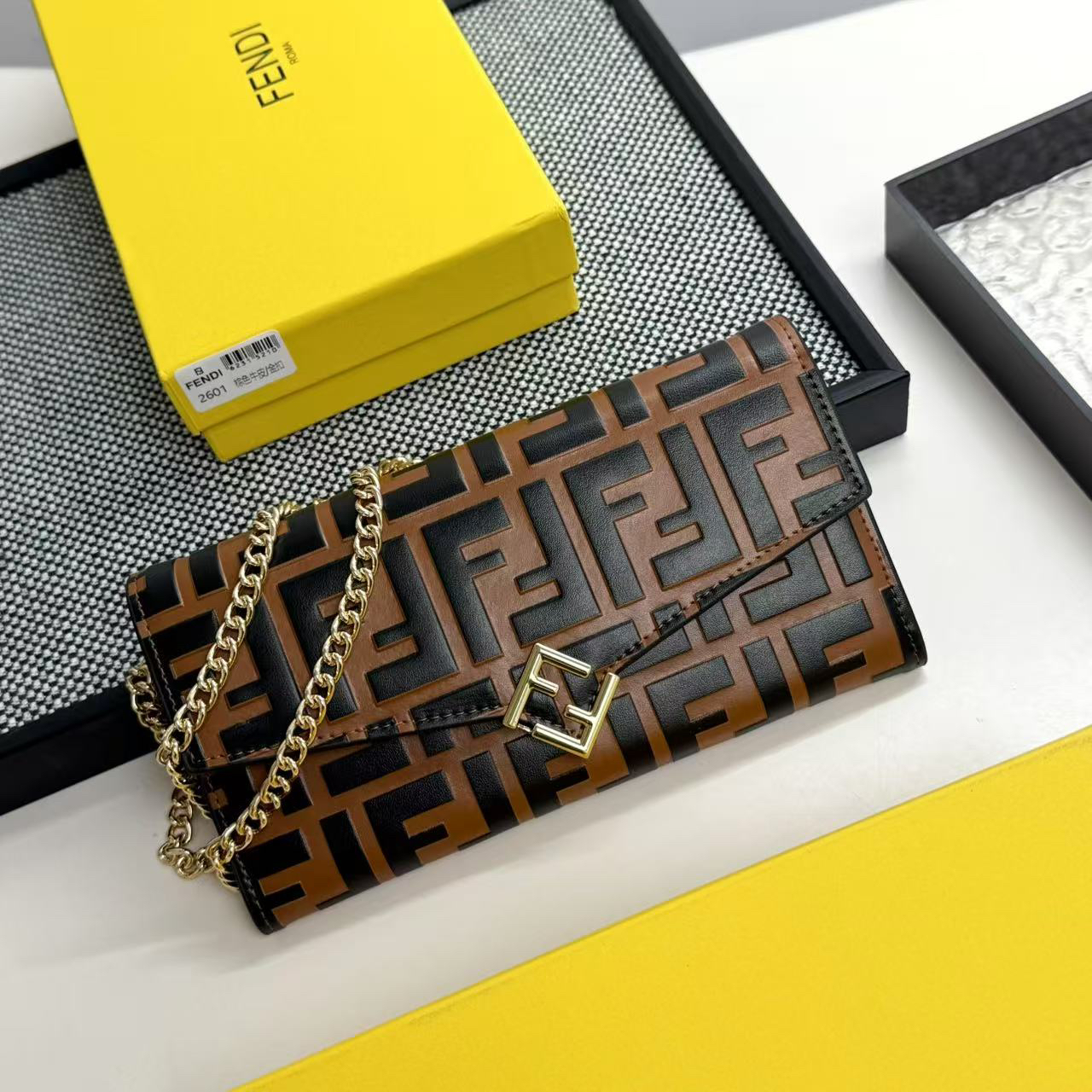 Fendi FF Diamonds Calfskin Crossbody Wallet