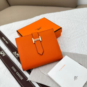 Hermes 5120 Palm-Grain Leather Wallet with Gold-Tone Hardware