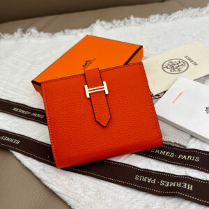 Hermes Leather Wallet with Metal Clasp