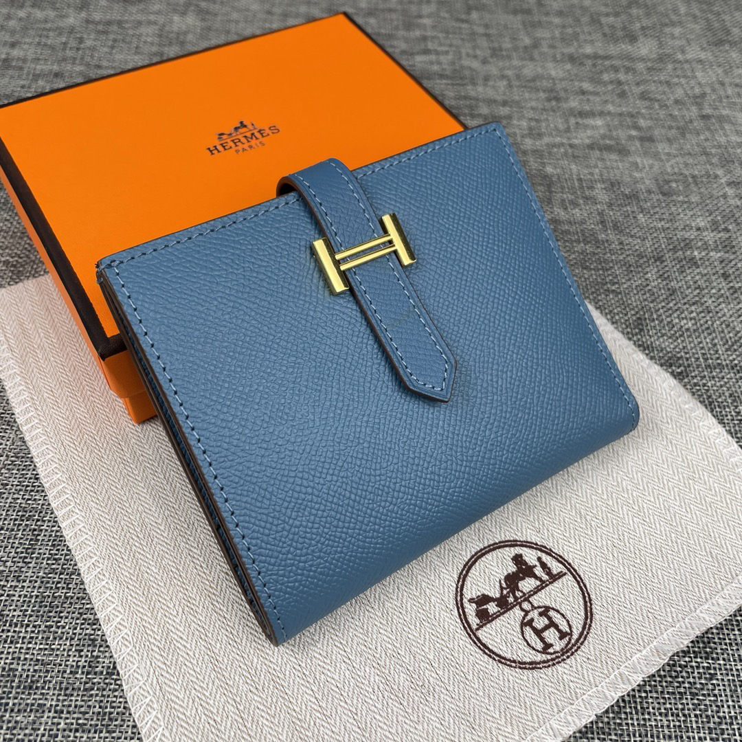 Hermes Solid Color Vertical Leather Wallet