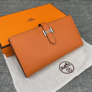 Hermes Empson Leather Zip Pocket Long Wallet