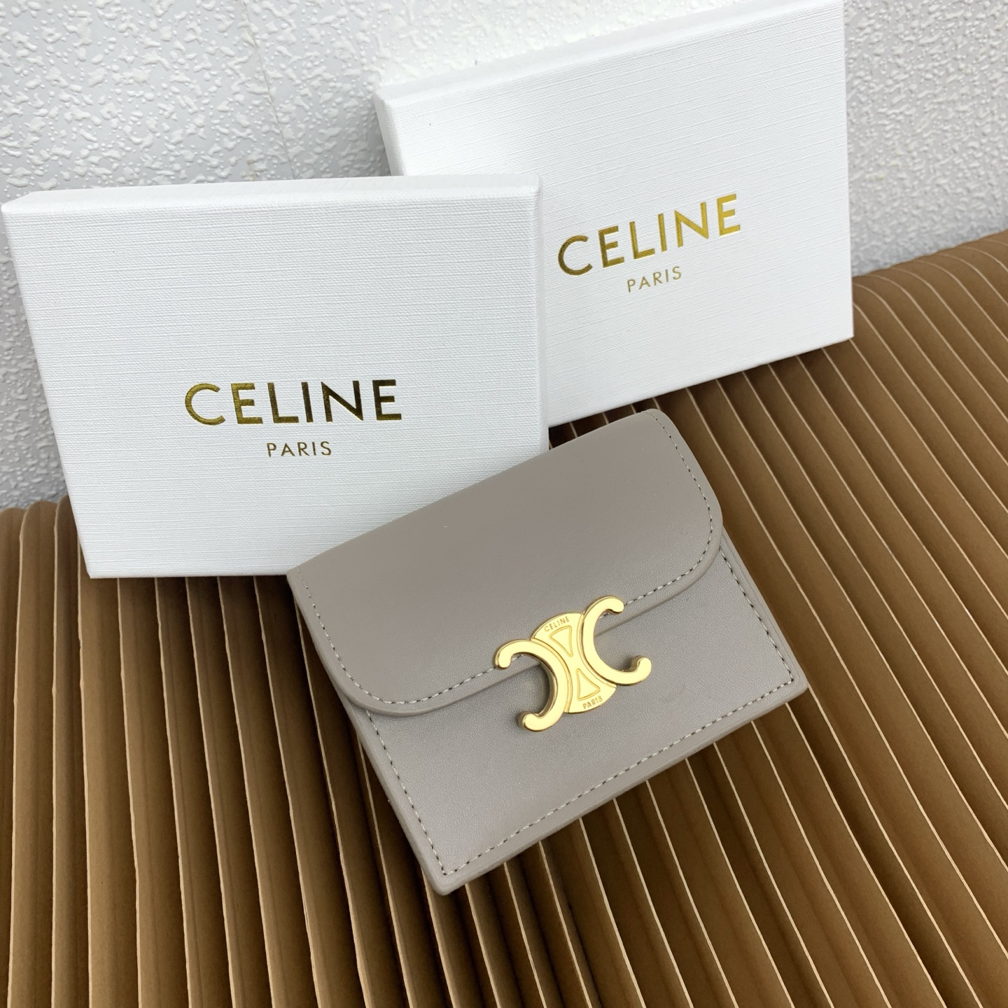 Celine Triomphe Leather Business Card Holder