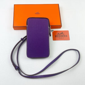 Hermes Hac a Box Tadelakt Calfskin Phone Case with Shoulder Strap