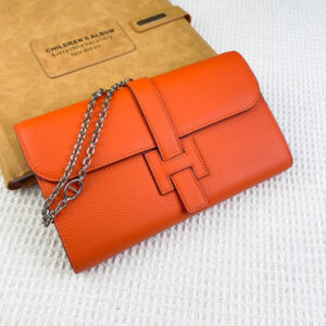 Hermes H538-1 Litchi-Grain Leather Shoulder Chain Bag