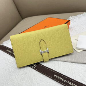 Hermès Women’s Togo Leather Long Wallet with Silver-Tone Clasp