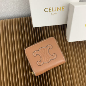 Celine Triomphe Cuir Compact Zipper Wallet