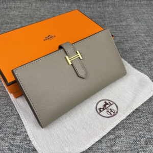 Hermès Empson Leather Palm-Grain Long Wallet with Interior Zipper