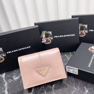 Prada Leather Wallet with Metal Triangular Logo