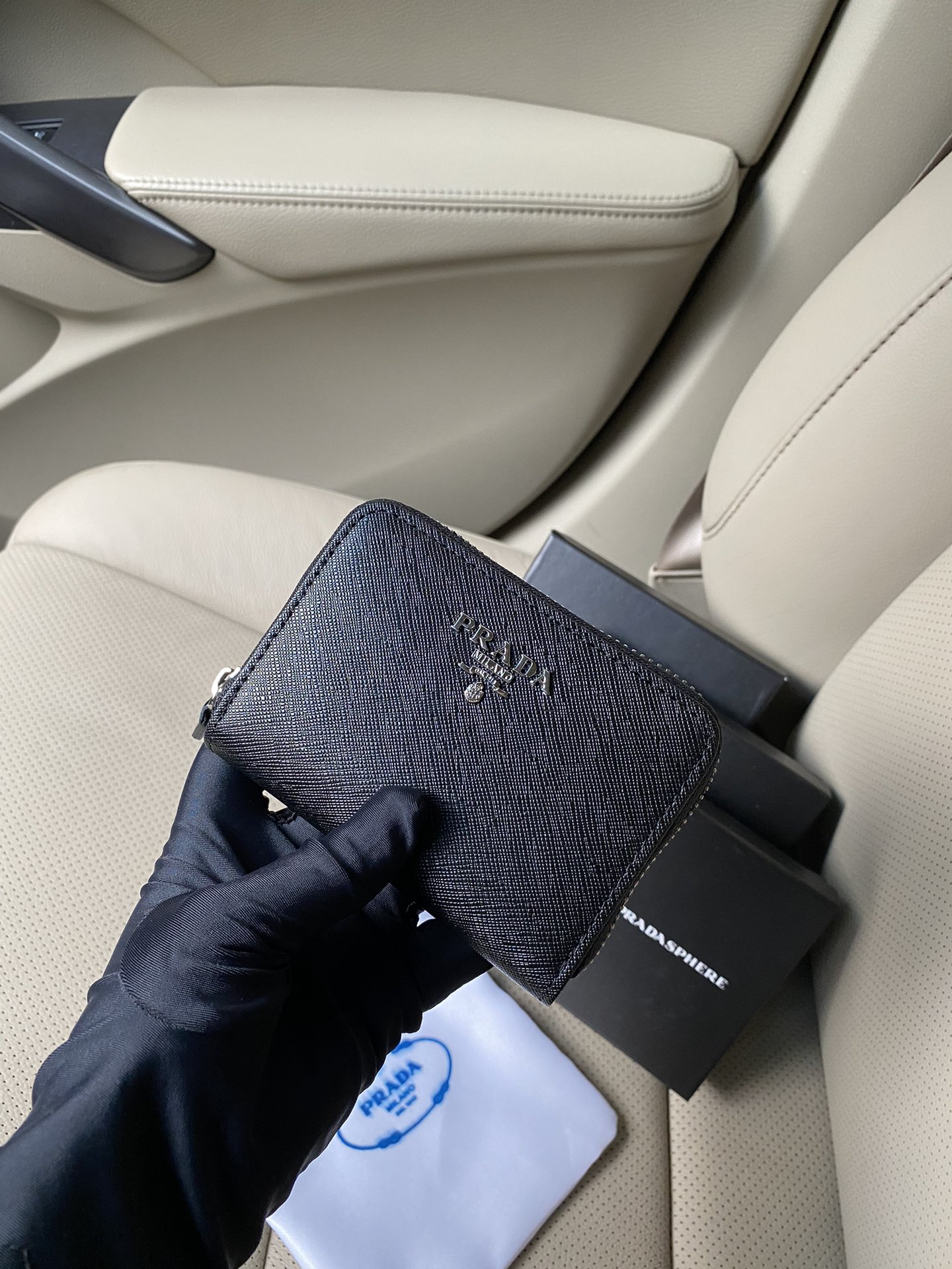 Prada 2MC553 Black Leather Card Holder