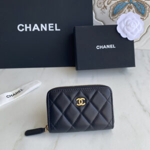 CHANEL Lambskin Classic Series Diamond-Pattern Coin Purse