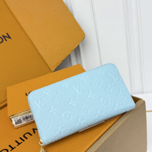 Louis Vuitton M60430 Zippy Wallet, Pale Blue with Lemon Yellow