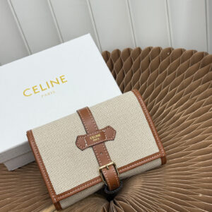 CELINE Woven and Cow Leather Jewelry Pouch