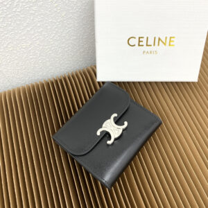 CELINE Small Triomphe Lambskin Flap Wallet