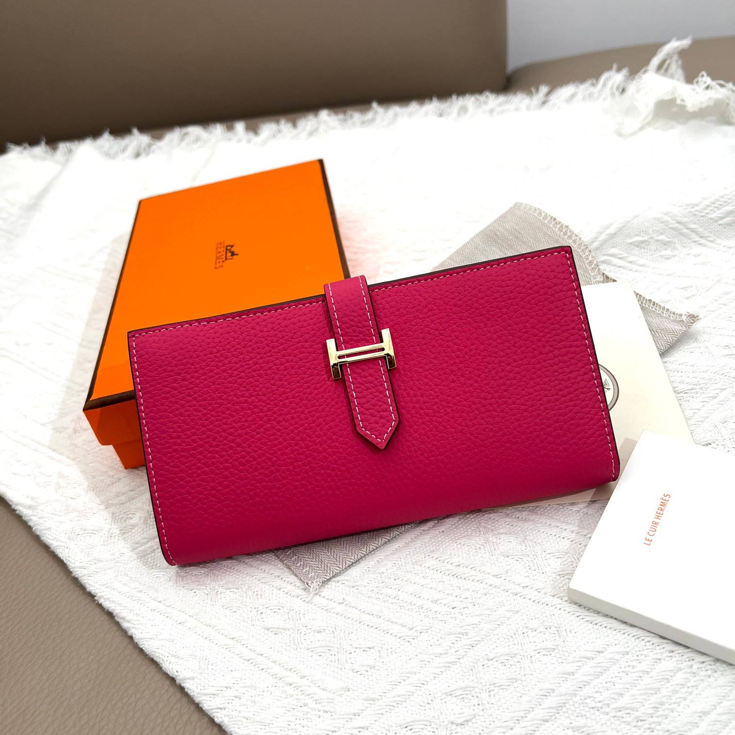 Hermes Women’s Leather Vertical Zip Wallet