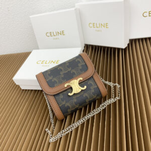 Celine Triomphe Small Embroidered Textile Wallet