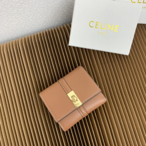 Celine Triomphe 16 Leather Tri-Fold Wallet