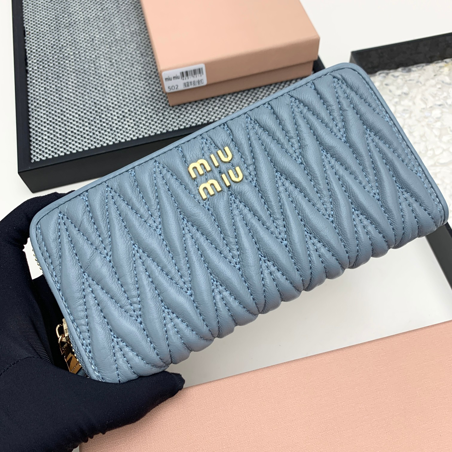 Miu Miu Lambskin Zip Wallet