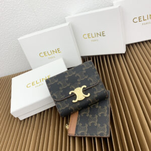 Celine Triomphe Canvas Small Leather Wallet