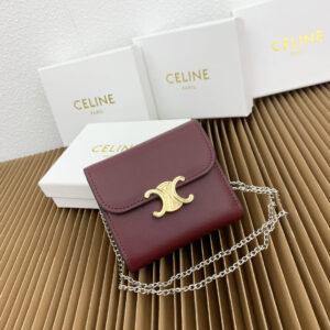CELINE Small Triomphe Leather Fold-Over Coin Purse