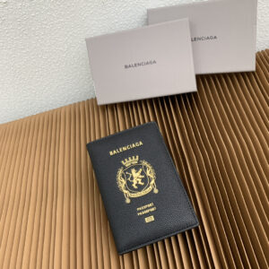 Balenciaga Black Soft Textured Calfskin Passport Holder